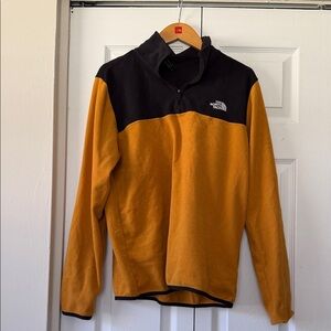 The North Face Two-Tone Quarter-Zip Fleece in Mustard & Black